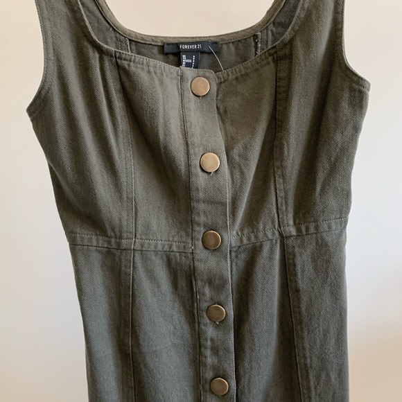 Button Front Overall Dress - Picture 3 of 6